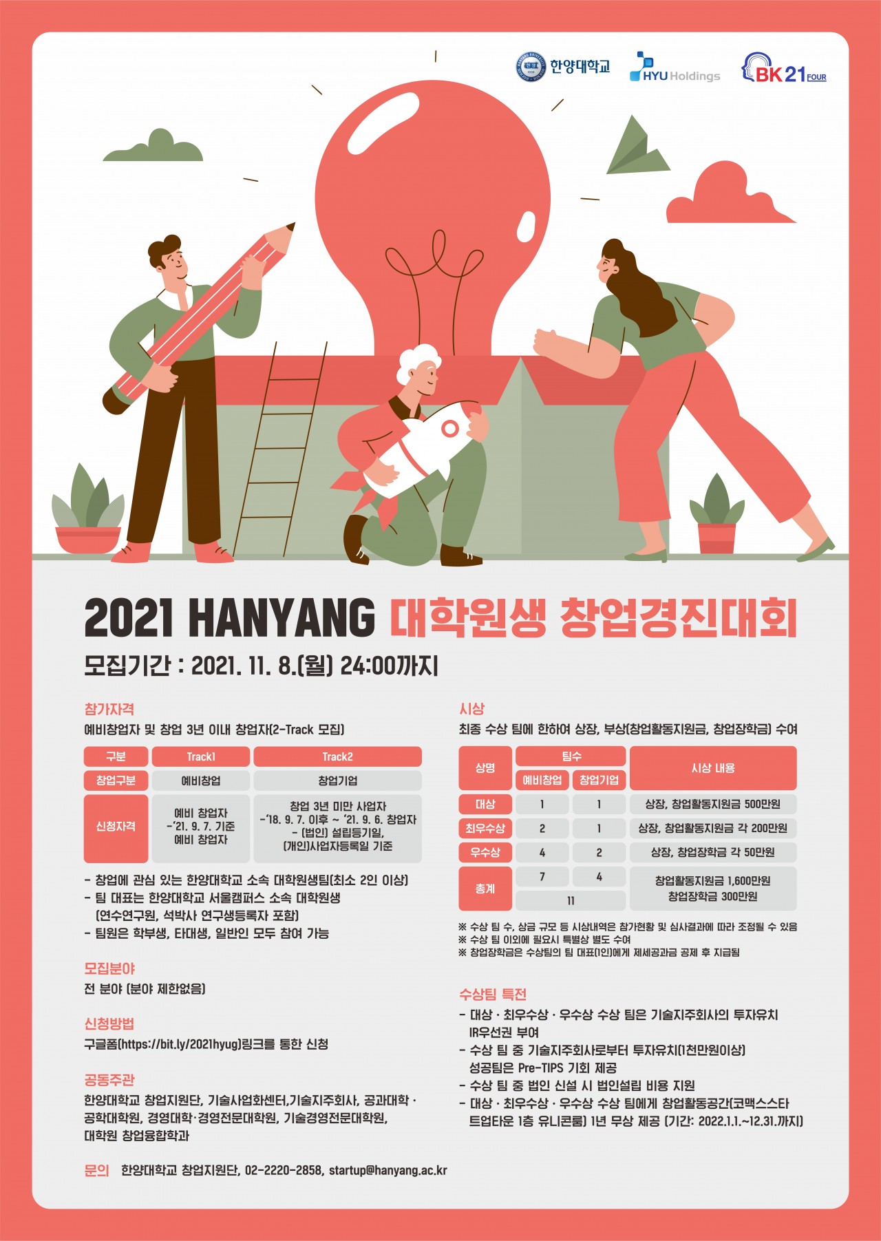 2021 HANYANG 대학원생 창업경진대회 포스터
